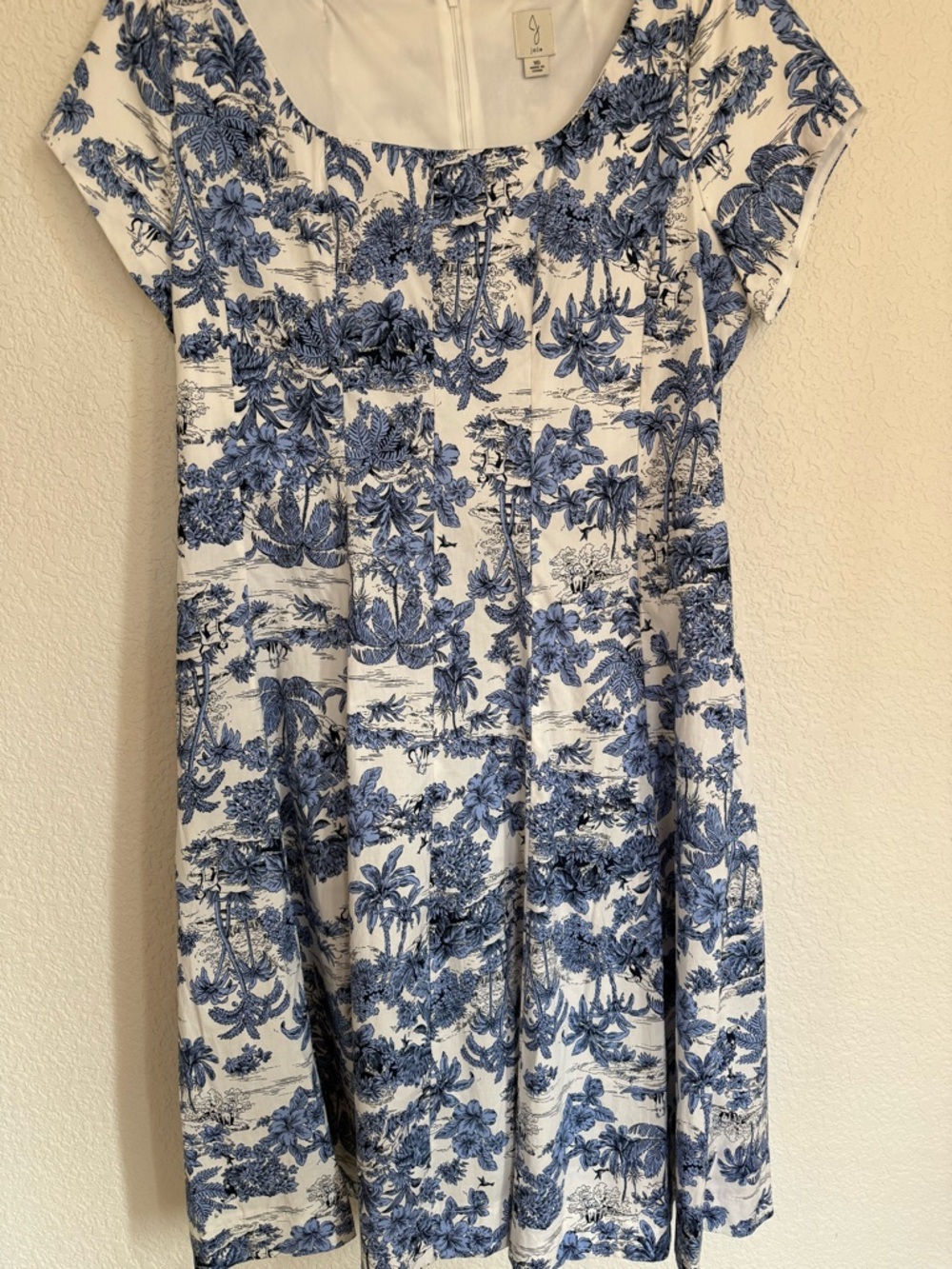 Joie Blue White Toile Midi Dress | Cottagecore | Summer Coastal Chic | Size 16 - Picture 13 of 13